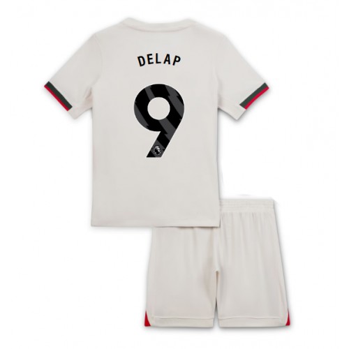 Stroje piłkarskie Chelsea Liam Delap #9 Koszulka Wyjazdowej dla dzieci 2025-26 Krótki Rękaw (+ szorty)